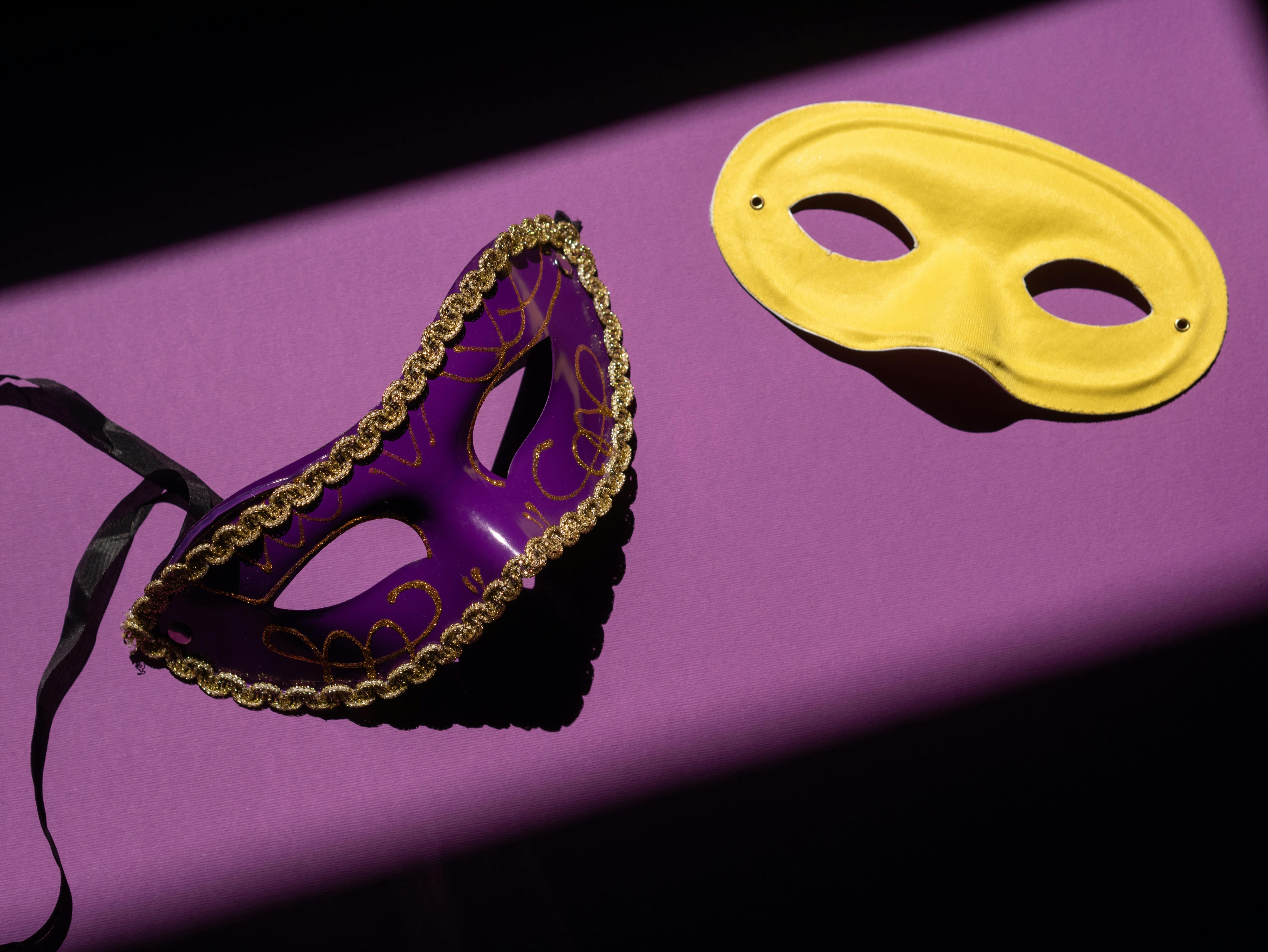Yellow and Purple Masquerade Masks