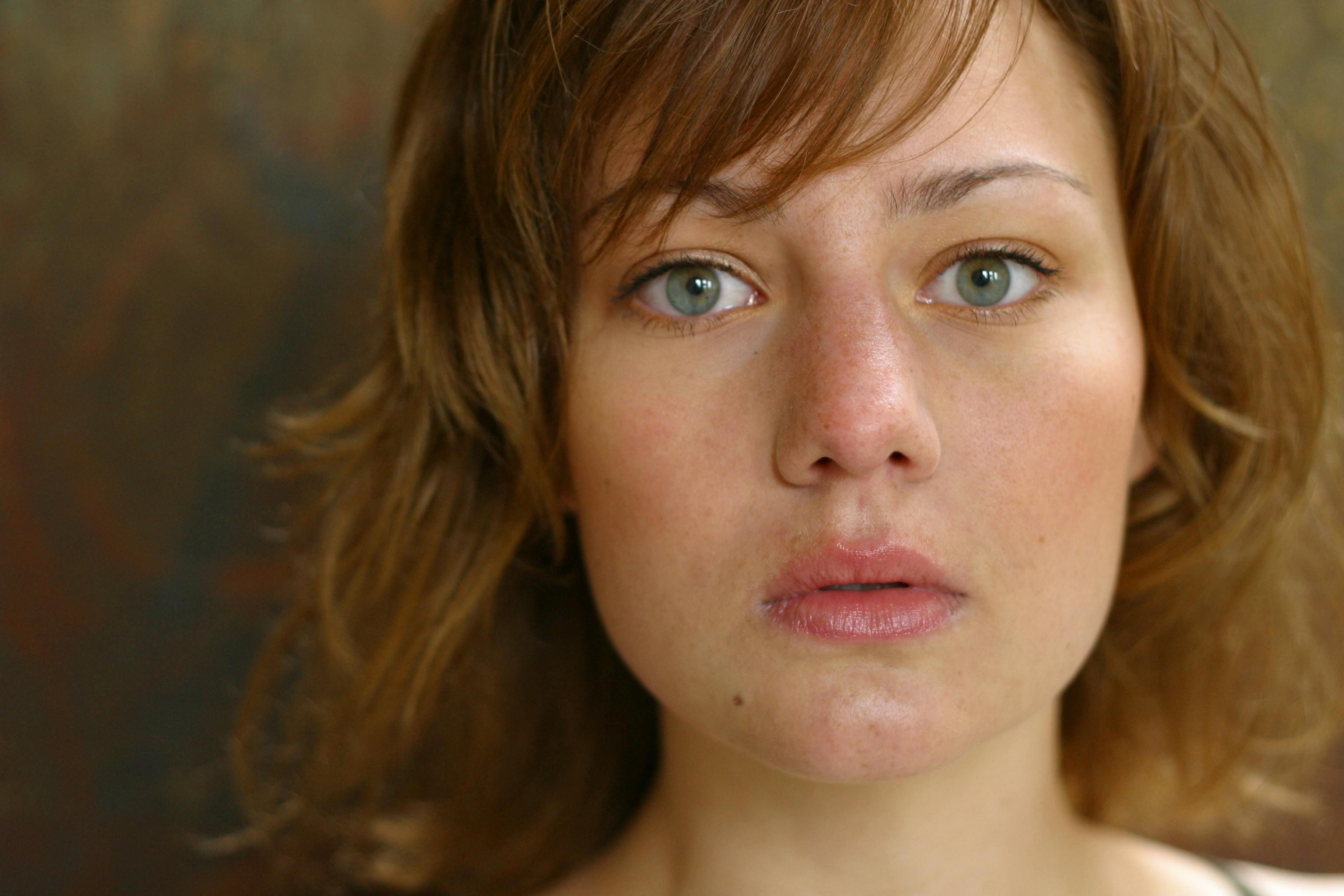 A woman looking directly at the camera