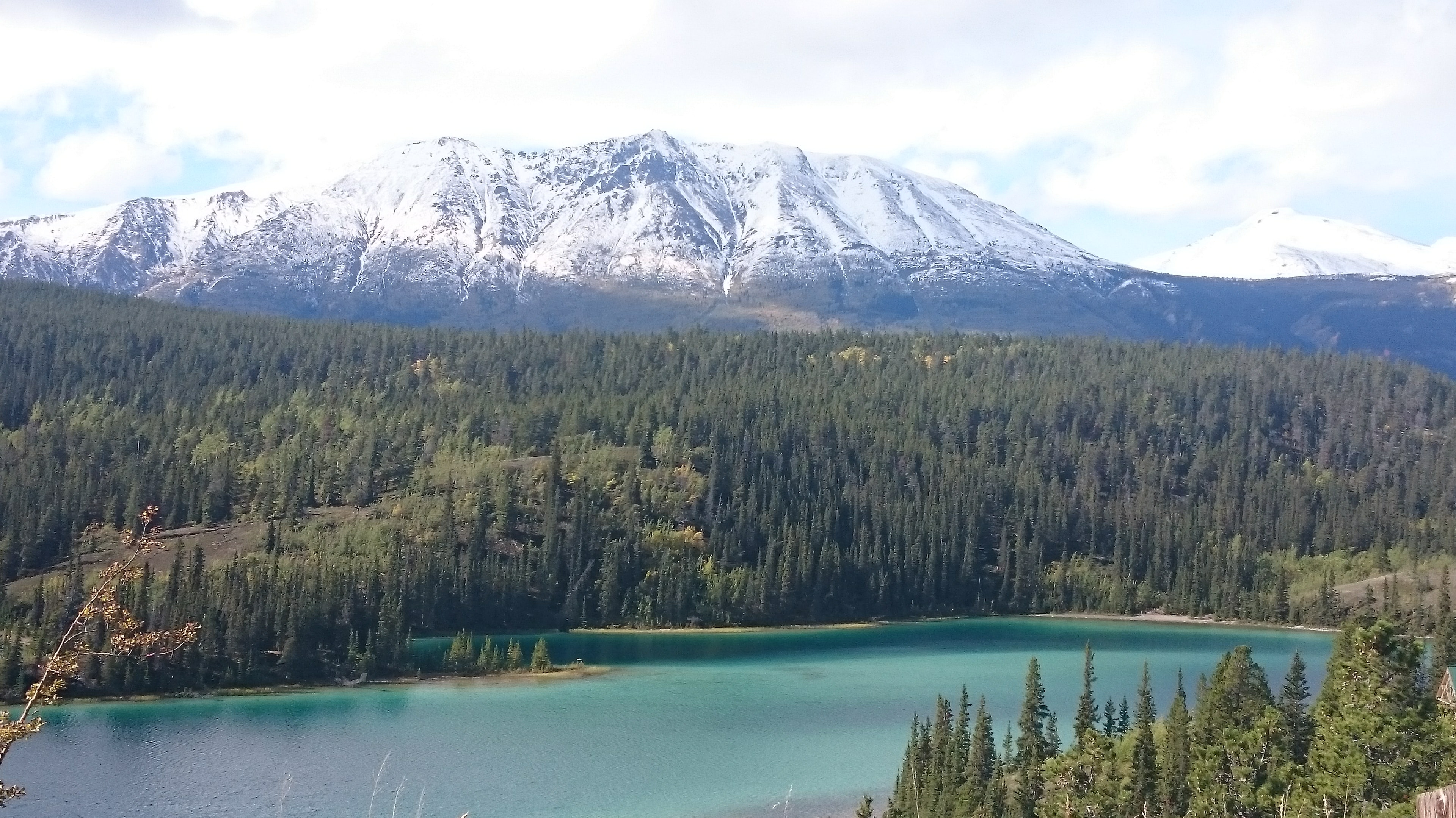 View of Mountain over Emerald Lake in the Yukon